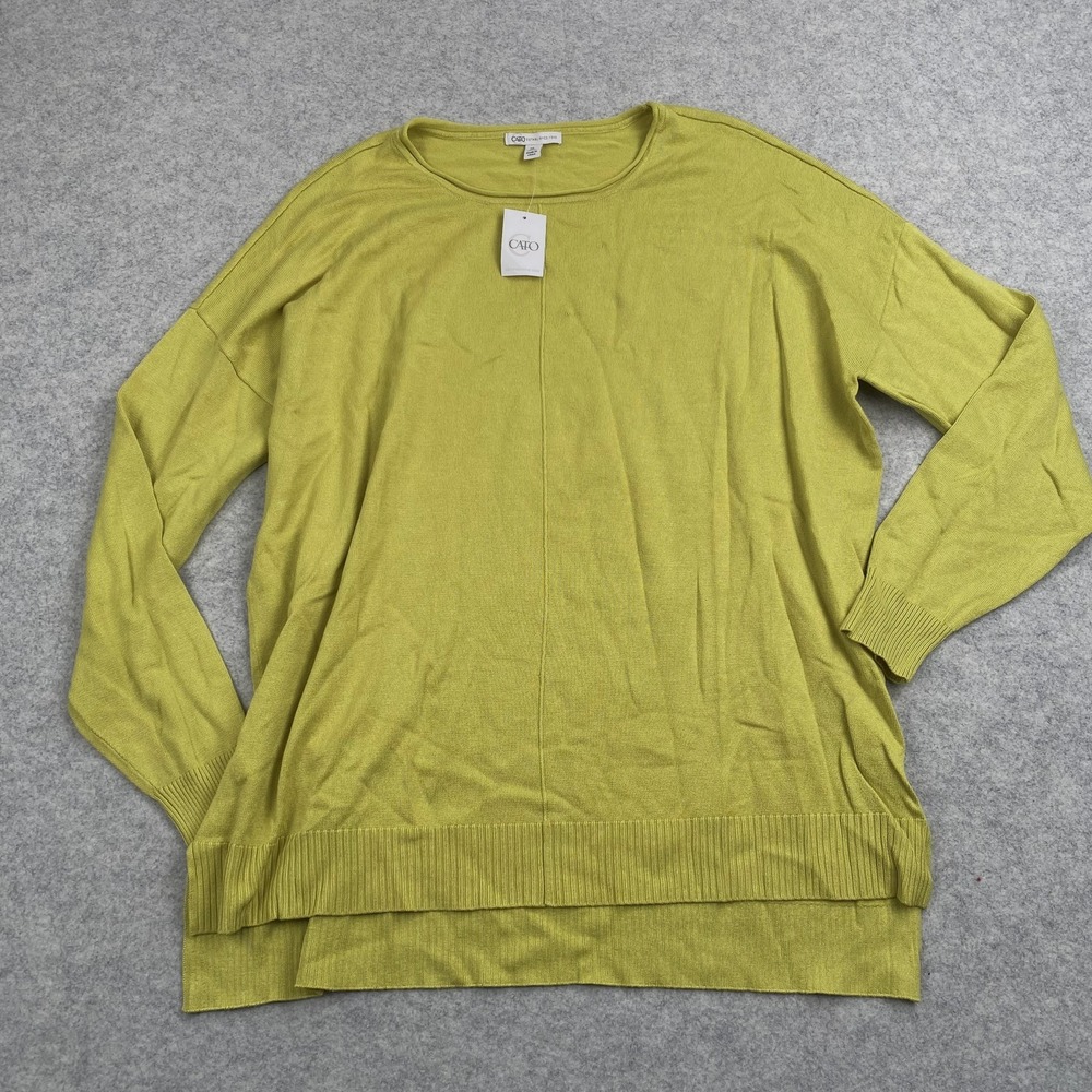 Cato Sweater Womens XL Mustard Yellow Lightweight Knit High Low Hem Tunic